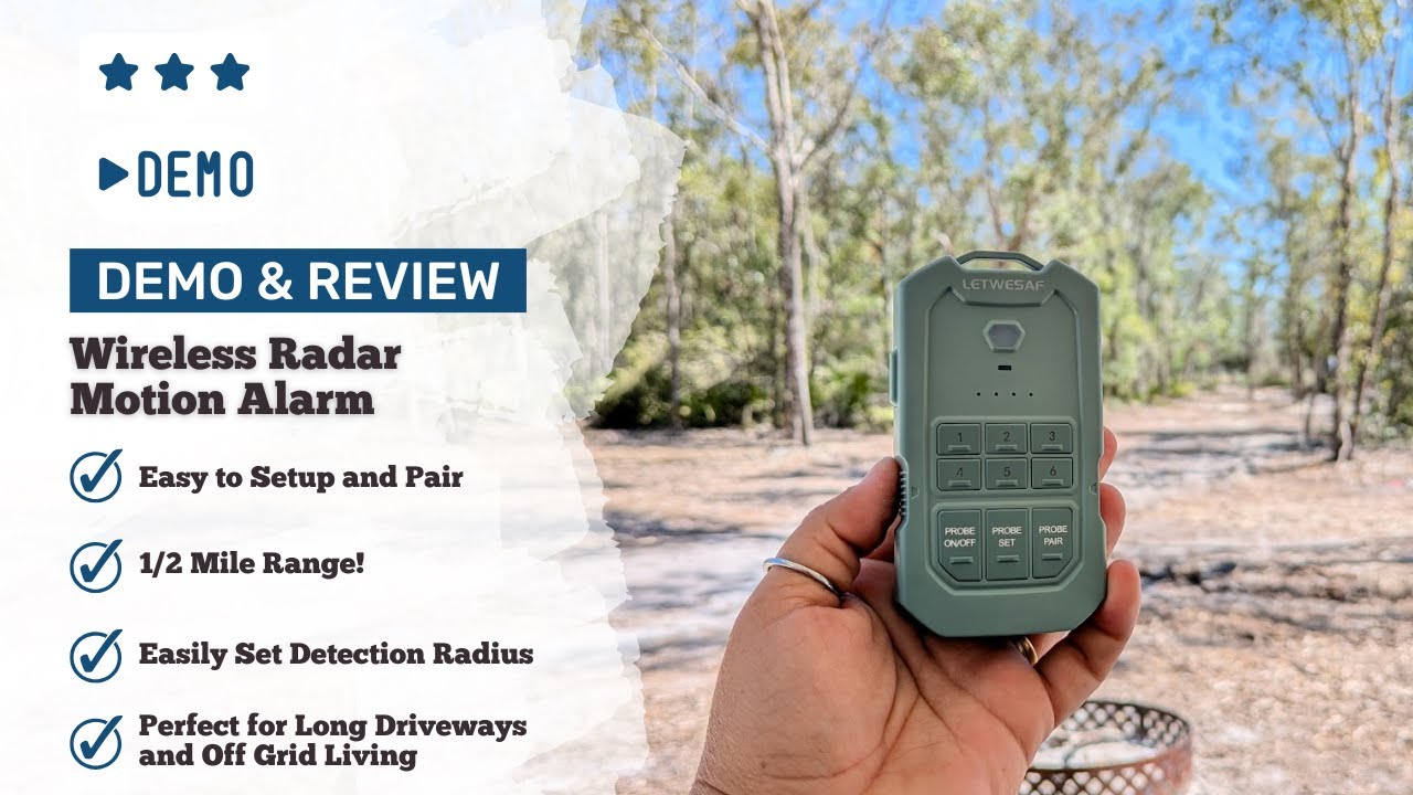 Demo and Review - LETWESAF Wireless Long Range Radar Motion Alarm System