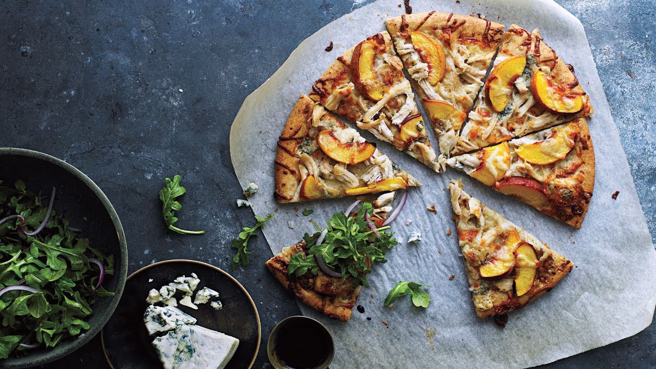 Peach and Gorgonzola Chicken Pizza Recipe