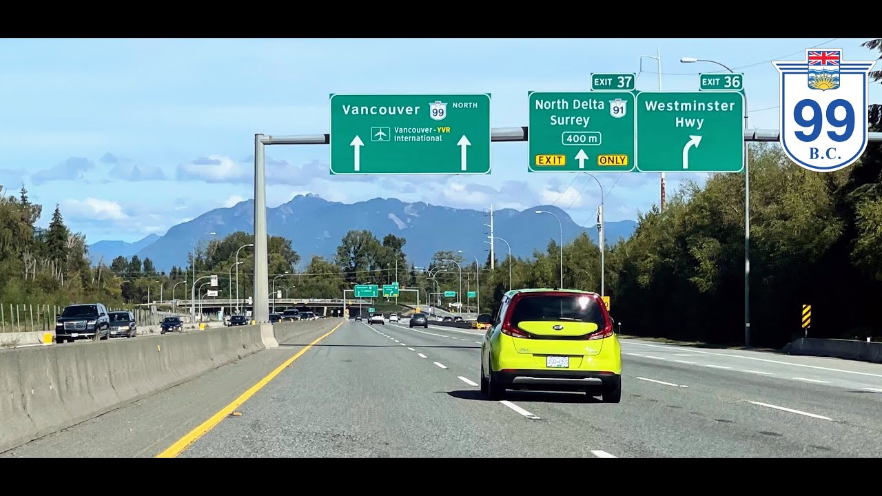 [2023/65] BC Highway 99 - USA Border to Vancouver and more (Massey Tunnel, Alex Fraser Bridge)