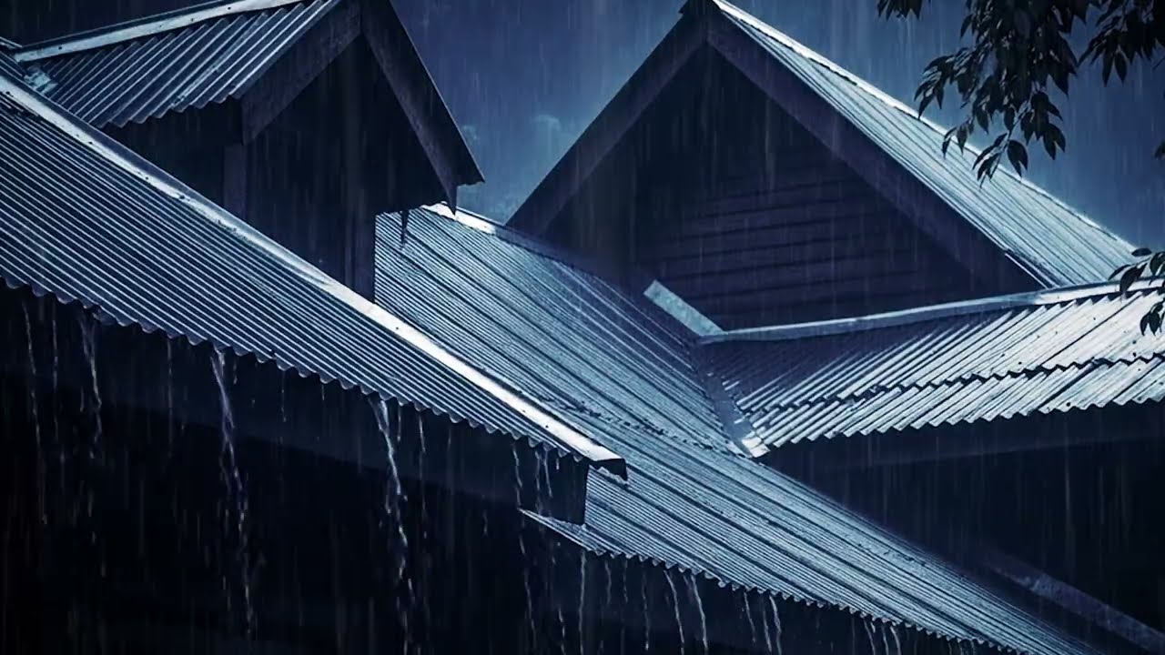 Insomnia Gone: Fierce Rain & Thunder on Old Tin Roof at Night