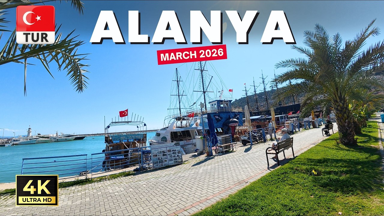 Alanya Turkey 4K Walking Tour Harbour & Red Tower | Antalya Turkiye | March 2026 [4K HD]