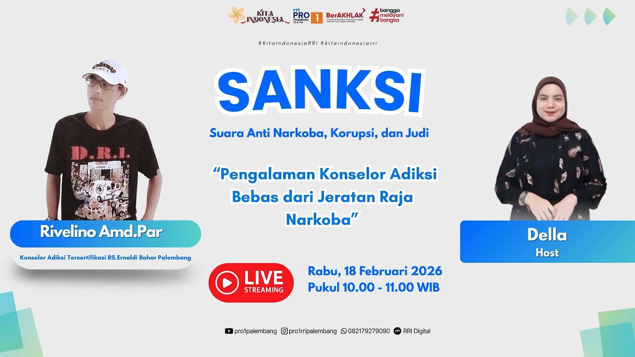 SUARA ANTI NARKOBA KORUPSI DAN JUDI - RRI PALEMBANG, 18 FEBRUARI 2026