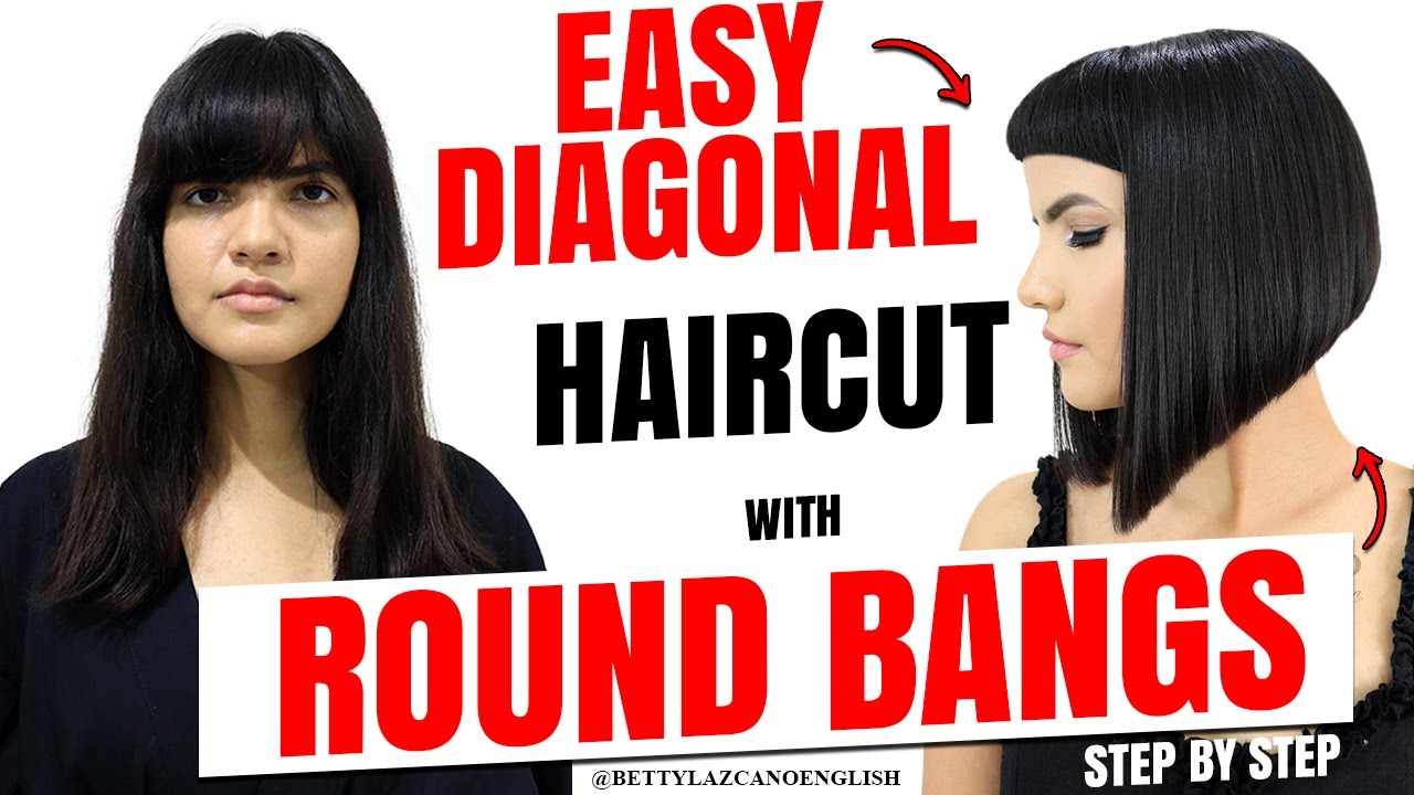 How to do a diagonal bob cut with easy baby bangs