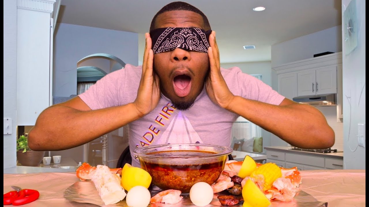 SEAFOOD BOIL MUKBANG BLIND FOLDED CHALLENGE