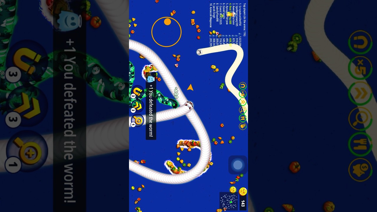 Wormszone Io snake game slither snake game #wormszone #shortsfeed #slithersnake #snakegame #shorts