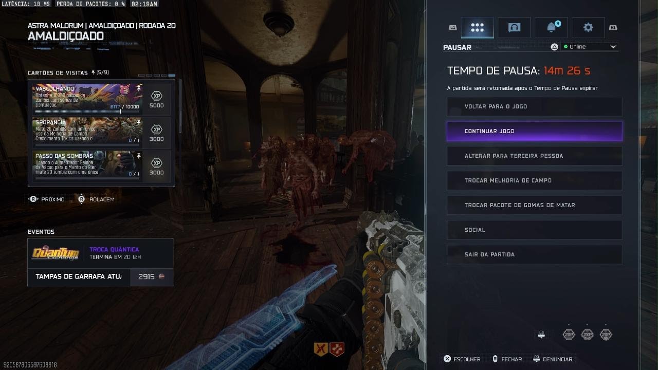 Call of Duty Bo7 zombie amaldiçoado 20 Rodadas Garfo Coilher