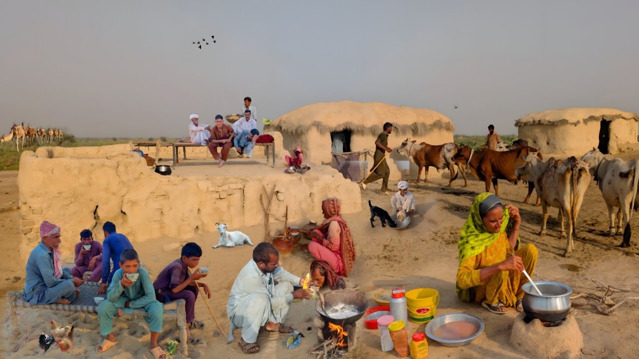 People Living in the Desert | Elderly Woman Morning Routine | Village Rice Cooking Desert Life