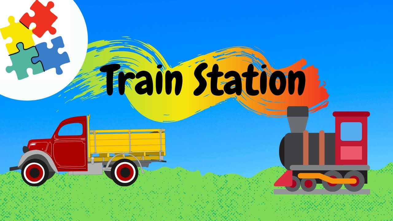 Train Station Construction For Children  | Excavator And Other Construction Trucks For Toddlers