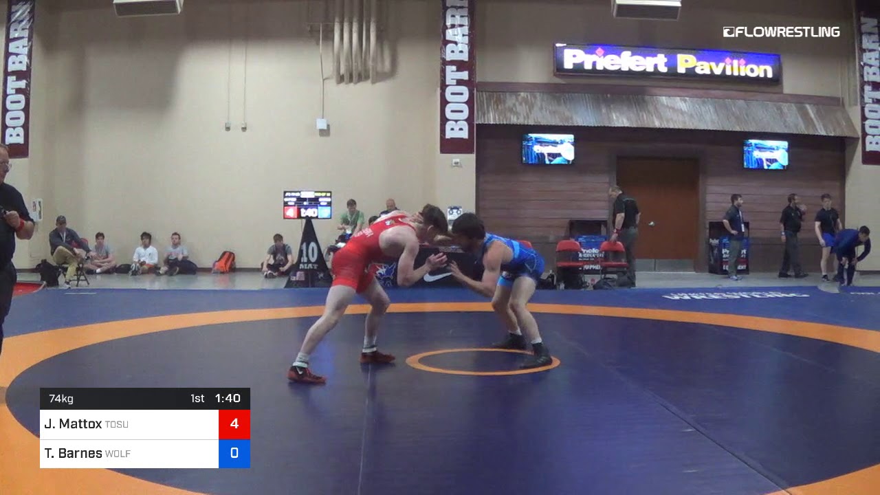 74 Kg Rnd Of 32 Jaden Mattox Ohio State Unattached Vs Tyler Barnes Wolfpack Wrestling Club