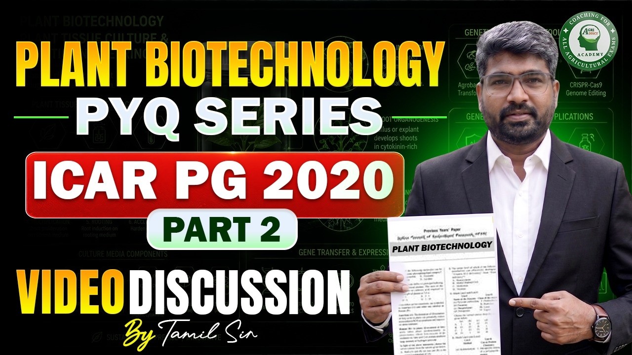 ICAR JRF (PG) 2020 (Part - 2) Plant Biotechnology Previous Year Questions by Dr. Tamil sir