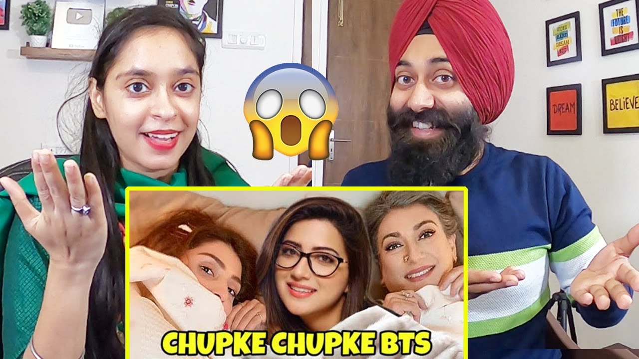Indian Reaction on Chupke Chupke Funny Behind The Scenes | PunjabiReel TV Extra | Cute Couple React