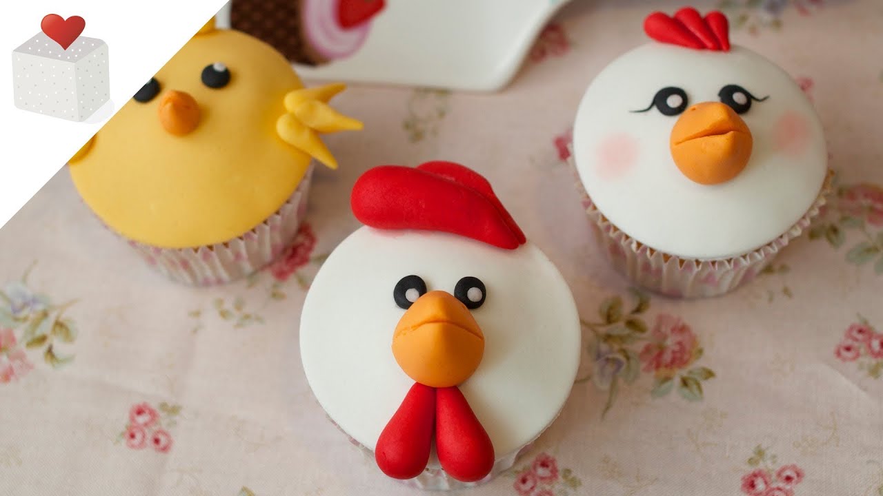 Cómo hacer Cupcakes Animales de la Granja (gallo, gallina y pollito) | Cupcakes por Azúcar con Amor