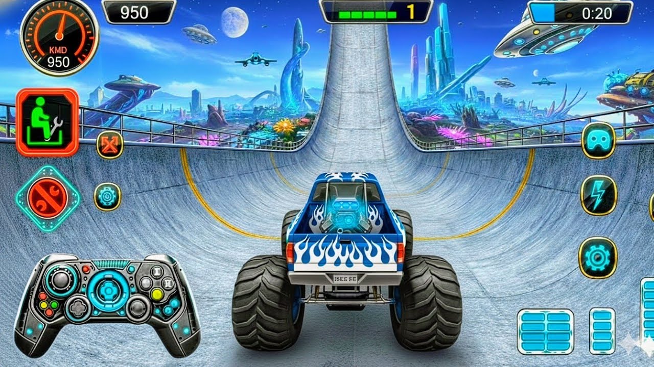 IMPOSSIBLE Mega Ramp Monster Truck Stunt Game: BeamNG Extreme Crashes! | Android Gameplay 