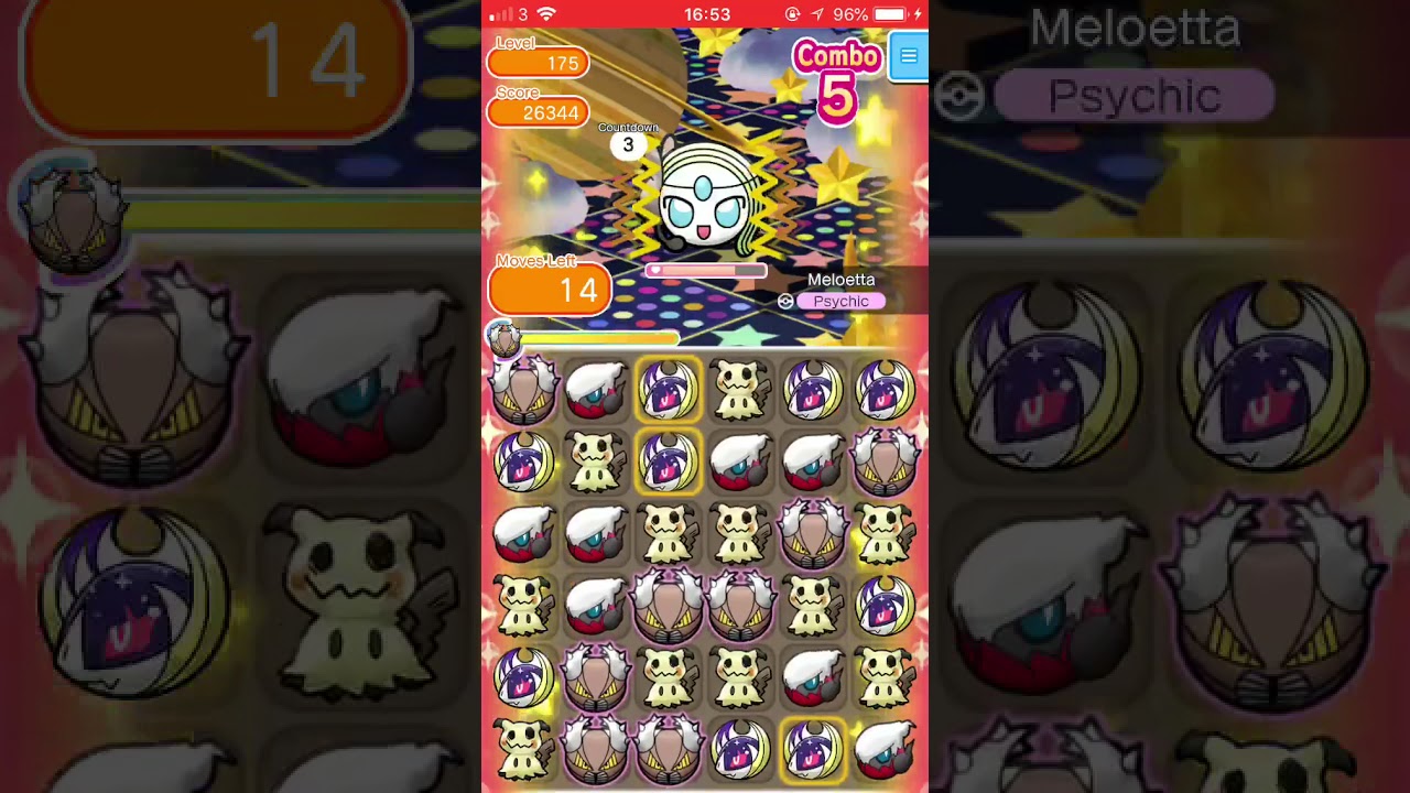 Pokemon Shuffle Meloetta Aria Forme Escalation Battle Stage 175