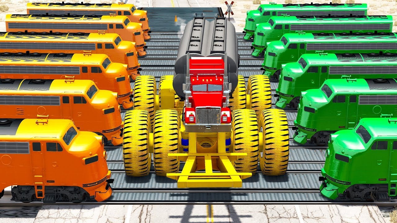 Beamng drive - Сongestion Trains Railway Crossing crashes #2