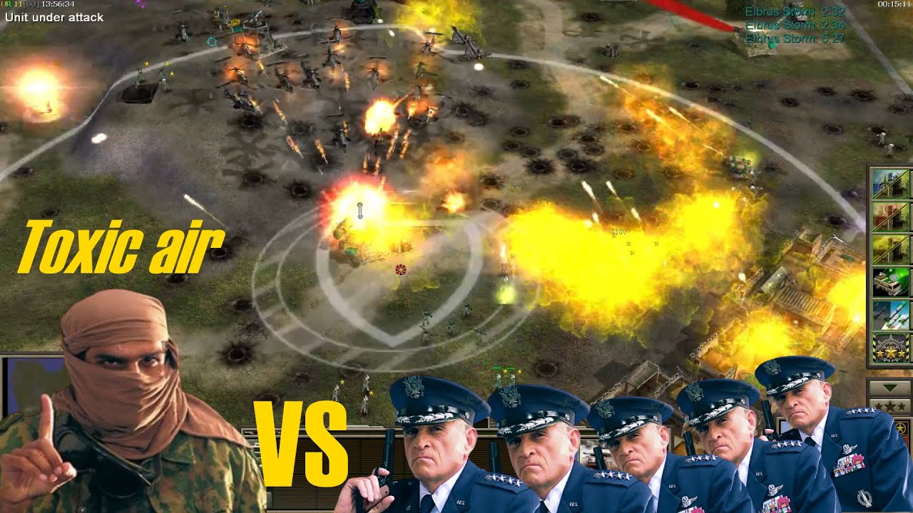 C&C Generals Contra X Beta 2 (1 VS 5 Insane AI, Toxin air)