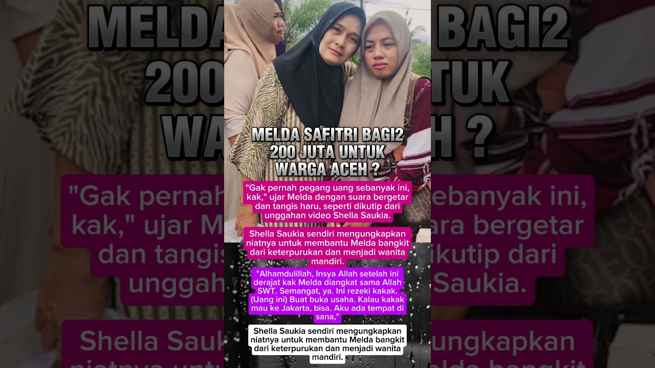MELDA SAFITRI BAGI2 UANG 200 JUTA UNTUK WARGA ACEH ? #artis #trending #shorts #gosip
