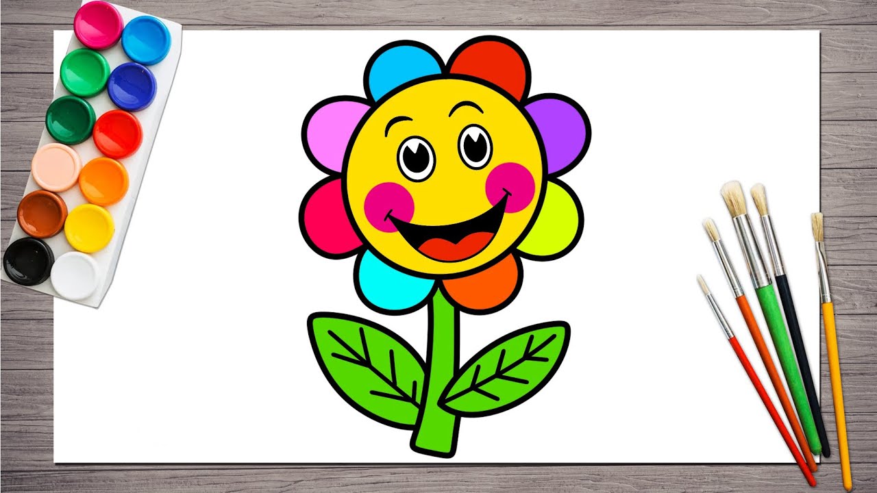 How to Draw a Colourful Flower 🌸 | Happy Colourful Flower Drawing Step by Step | Easy Kids Art