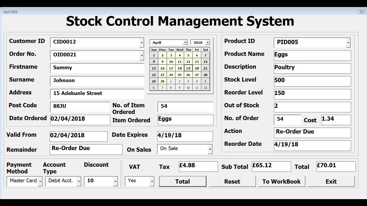 How to Create Stock Control Management System in Excel Using VBA - Part 1 of 3