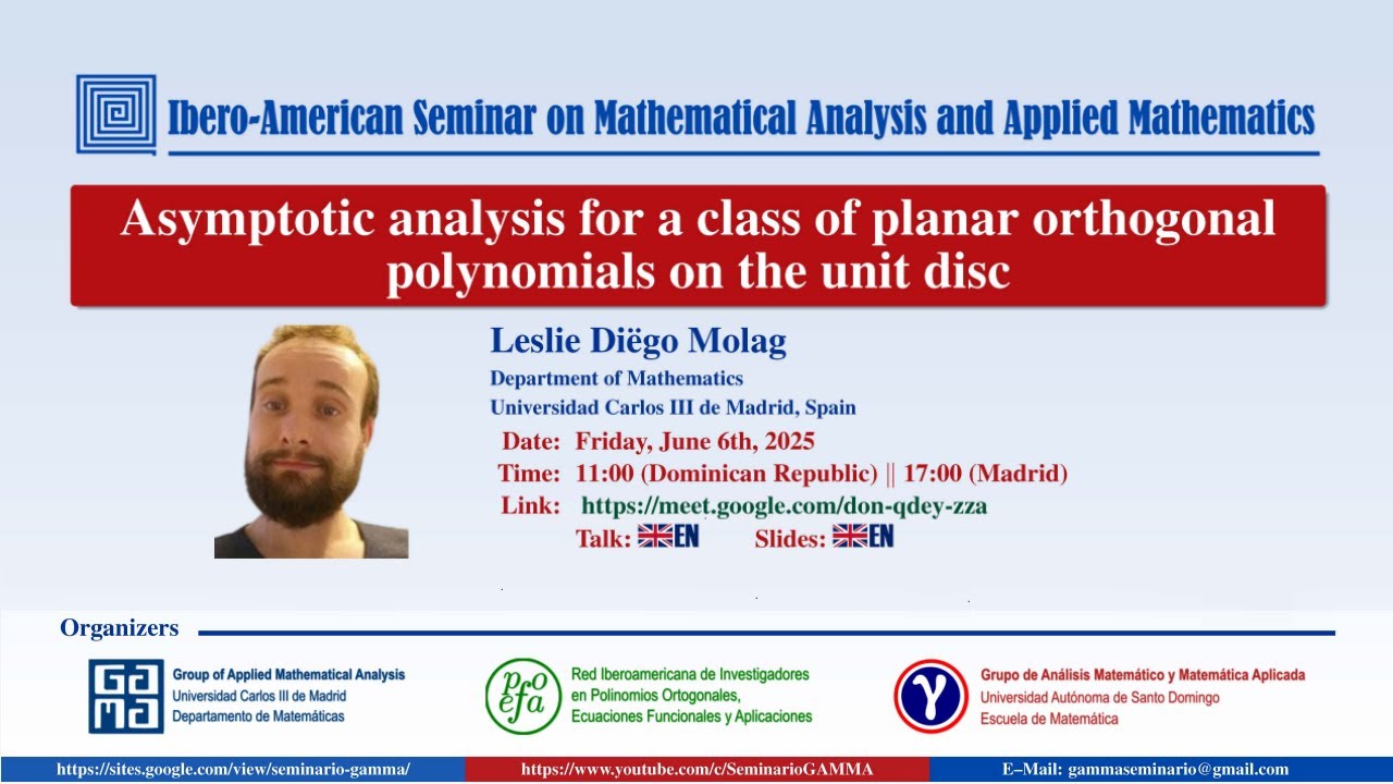 Asymptotic analysis for a class of planar orthogonal polynomials on the unit disc, Leslie Diëgo