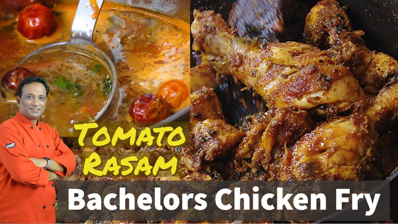 Cooker Tomato Rasam So Easy - Chicken Fry For Bachelors - Chicken Fry With Basic South Indian Rasam