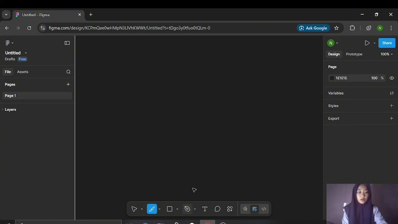 Penjelasan singkat mengenai  Tools dan Workplace di figma.Nama: Najmah Safri Nim:250209500017