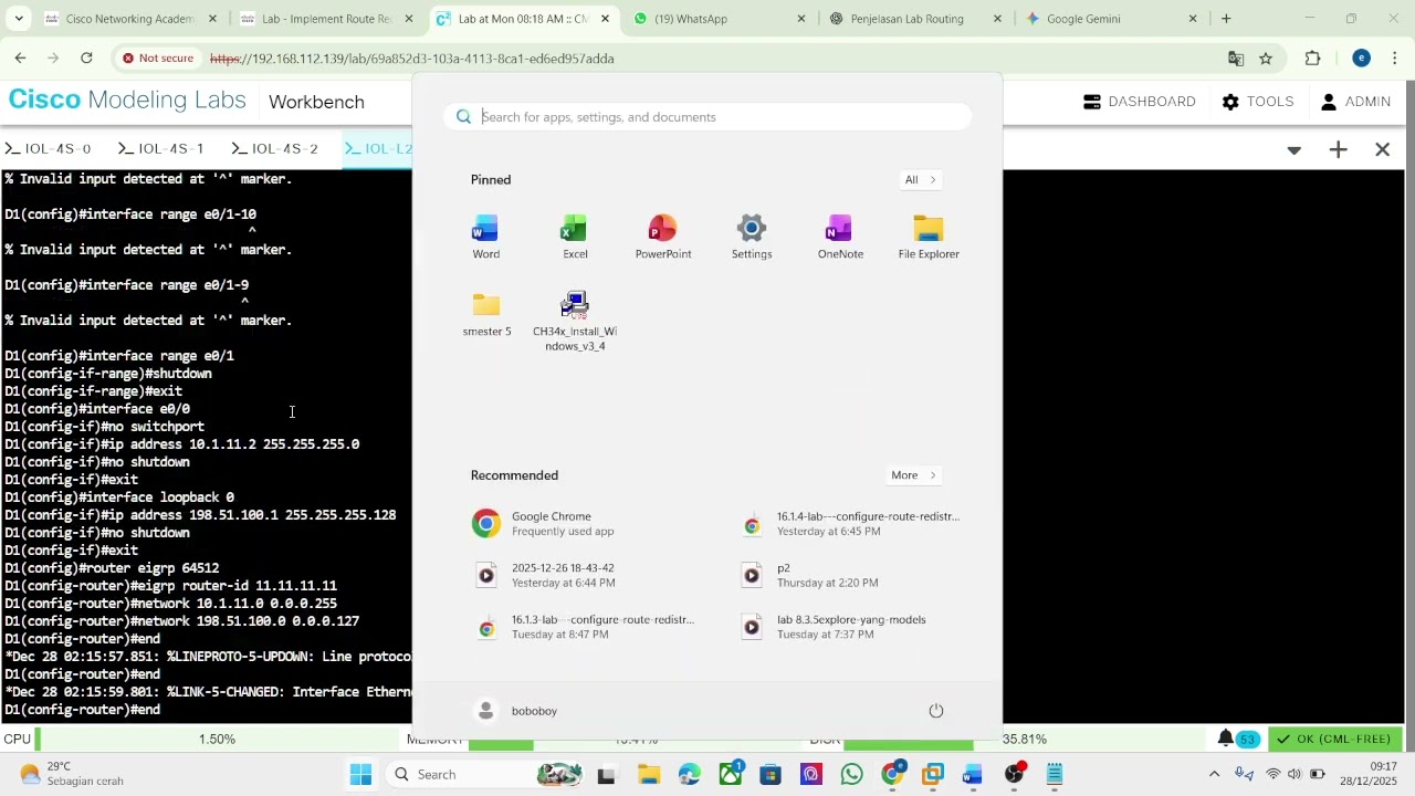 16.1.4 Lab   Implement Route Redistribution Between Multiple Protocols