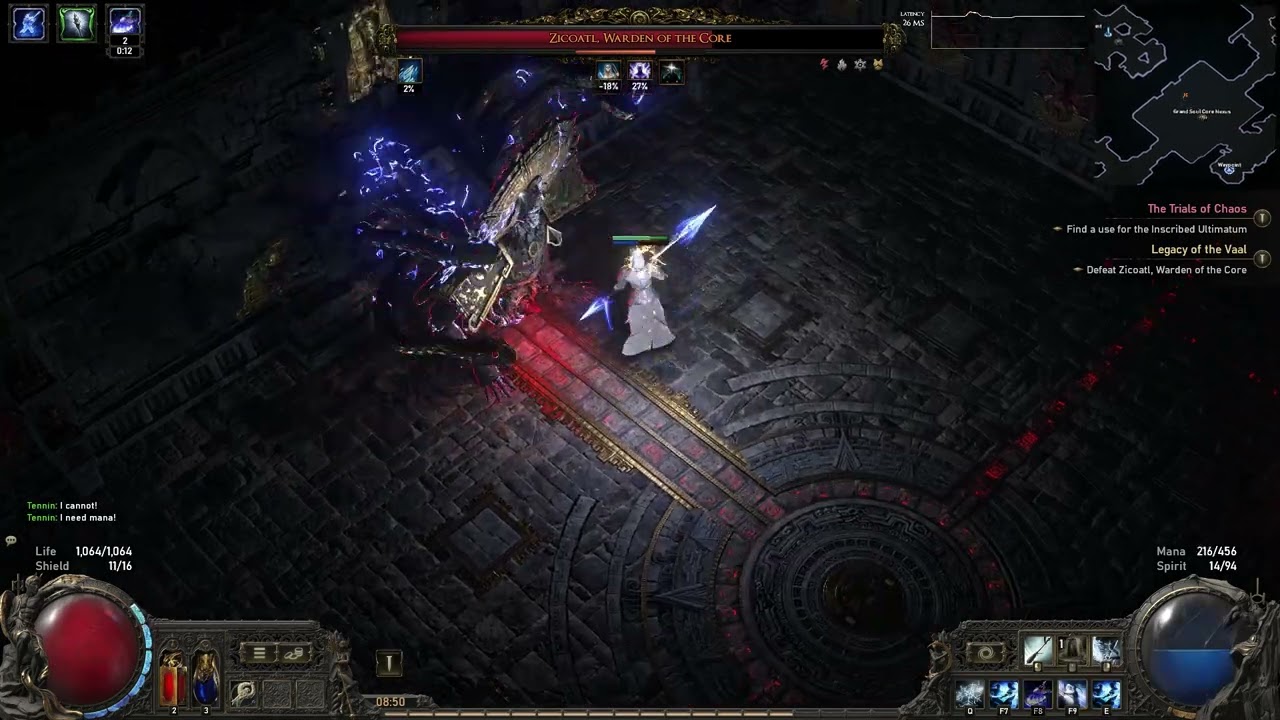 PoE 2 Cruel Zicoatl lv62 Monk Ice Strike Bell Charged Staff