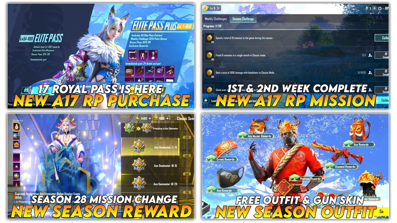 🔴 A17 ROYAL PASS IS HERE 😱 | NEW SEASON 28 & H1 | A17 RP MISSION 1ST WEEK | FREE 60 UC RP VOUCHER 🔥