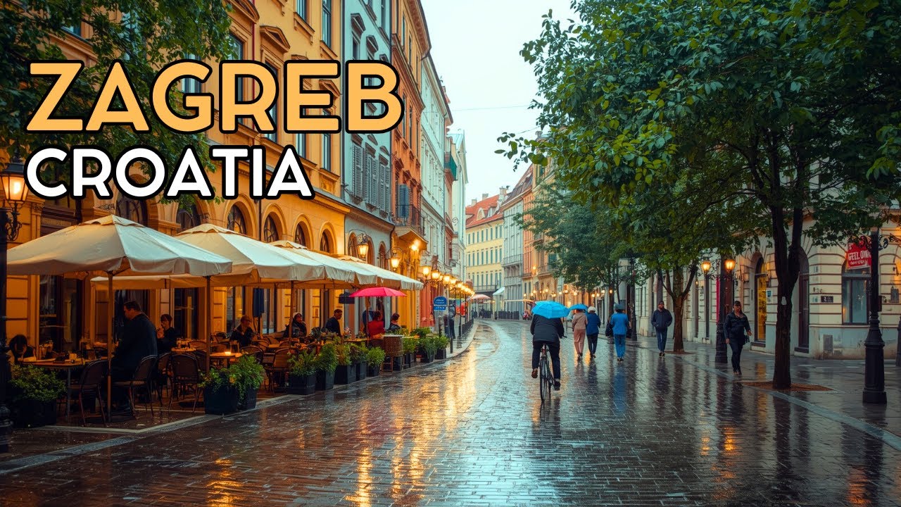 Rainy Day Walk in Zagreb, Croatia 4K