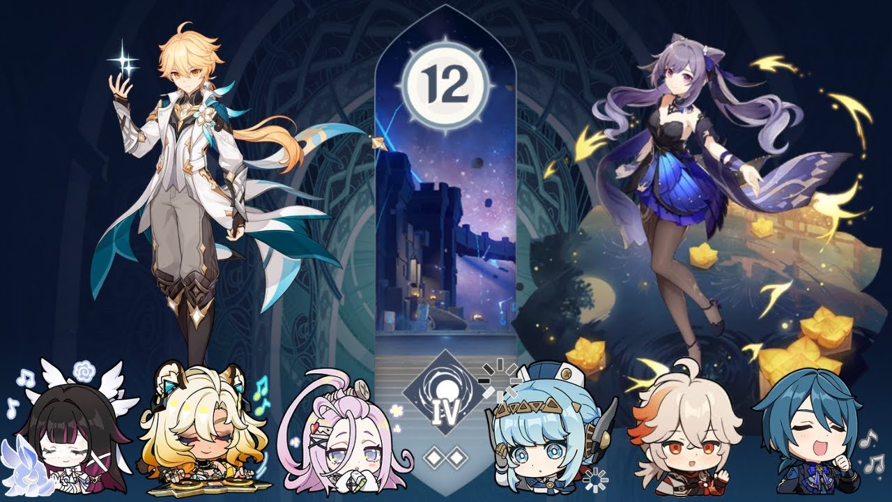 Traveler (Geo) Lunar-Crystallize | Keqing Lunar-Charged - Spiral Abyss (Version Luna IV)