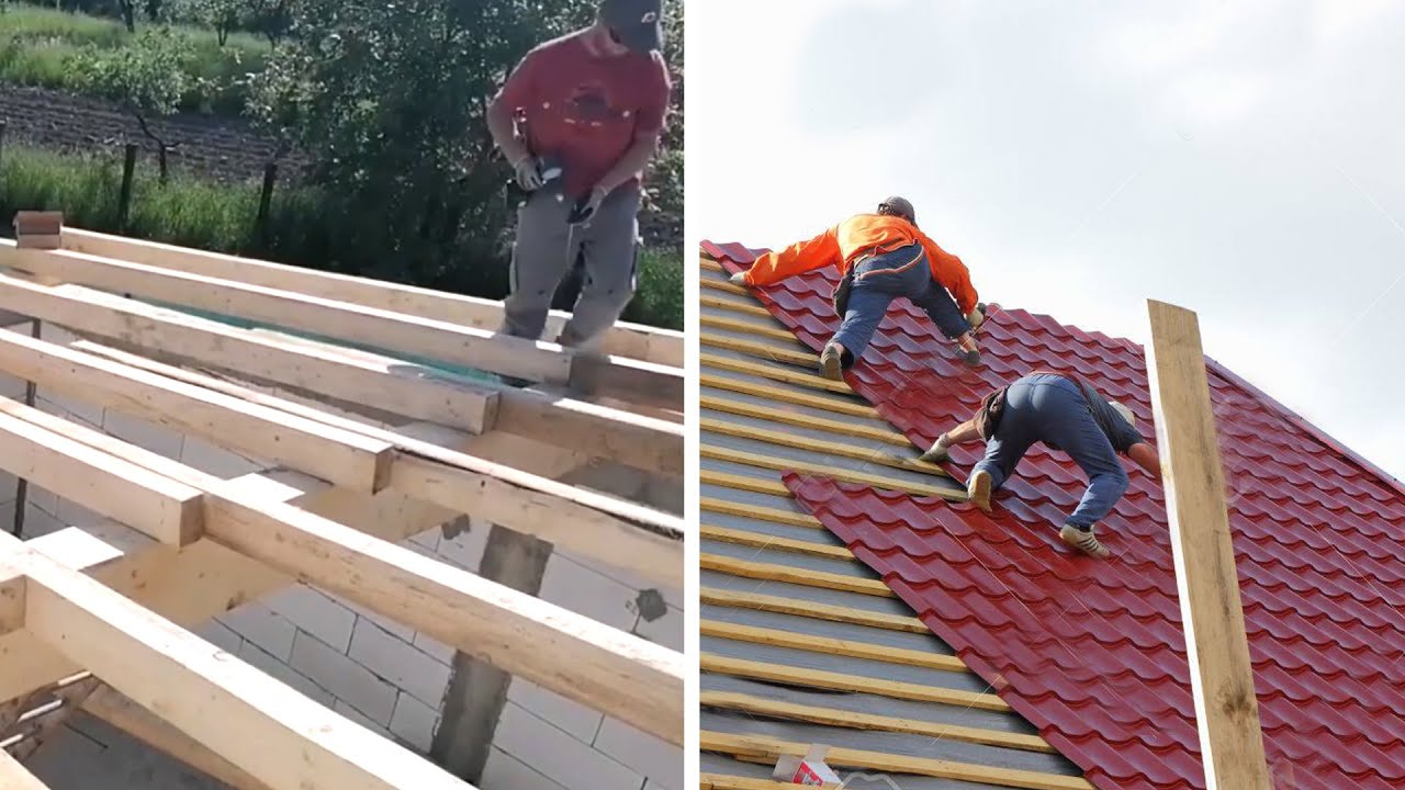Cum se face un Acoperiș din Tiglă Metalică cu Astereală - Folosim folie si pistol pneumatic pt. cuie