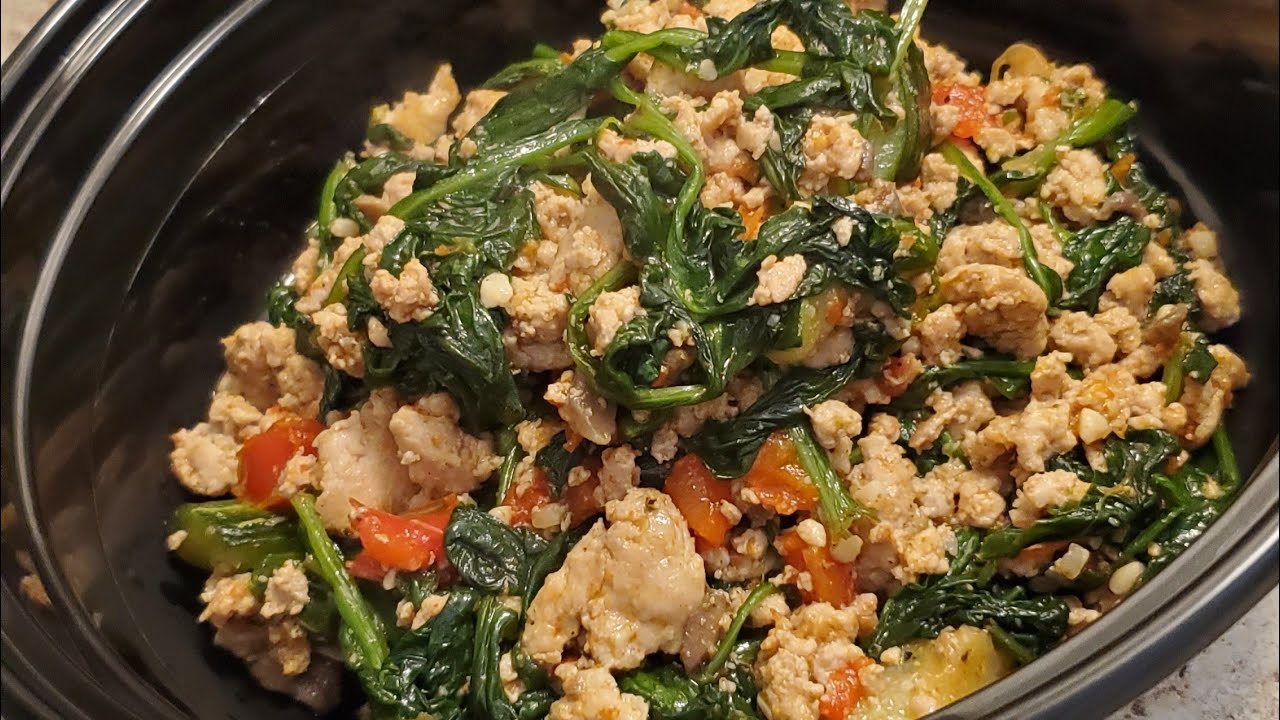 Ground Turkey with spinach (20 min meal prep idea, no carb meal) #mrsgarciaskitchen