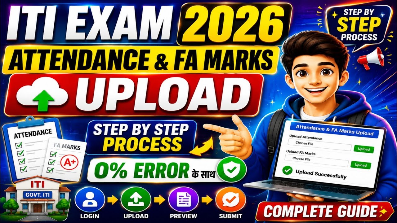 Upload Attendance & FA Marks 2026 | Step By Step Process | ITI Main Exam Paper 2026 | 