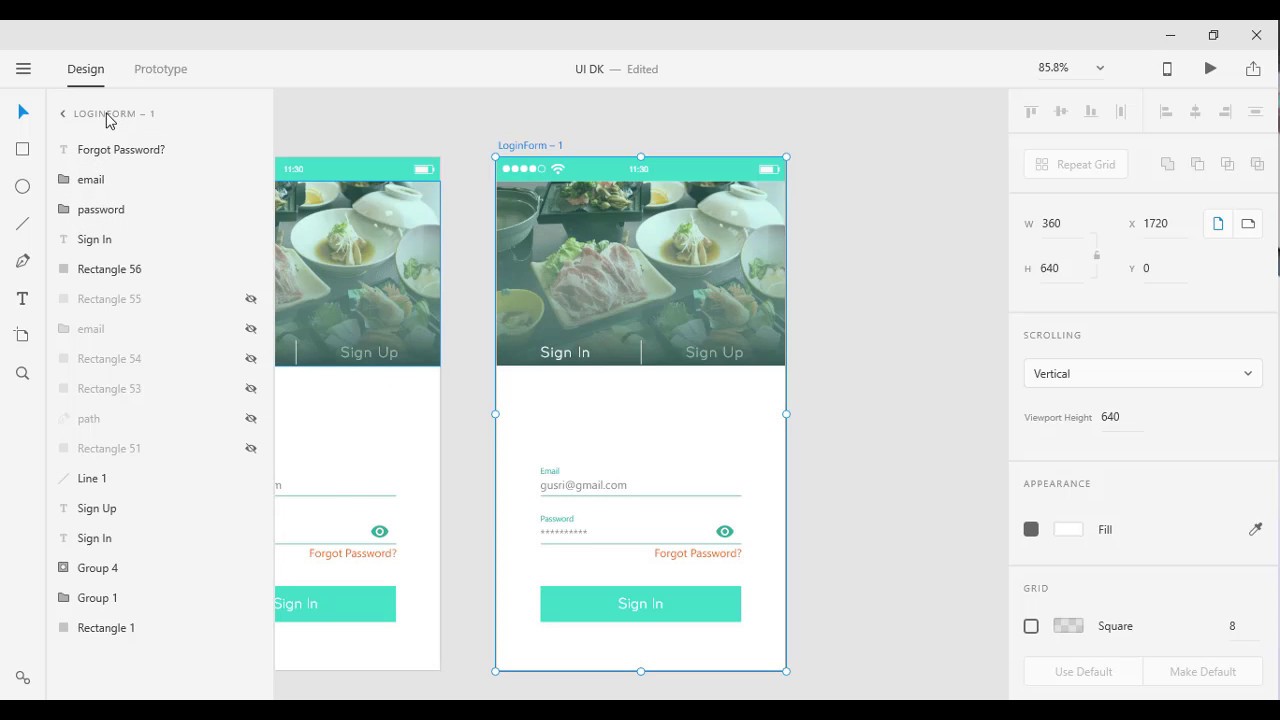 UI Design Login Form - Prototype Adobe Experience(Adobe XD) UI/UX