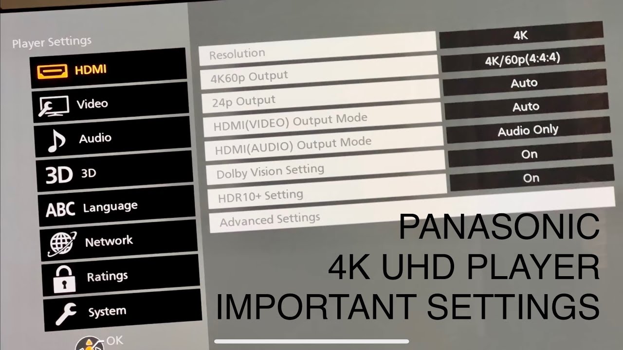 Настройки 4K Blu-ray-плееров Panasonic UB420 UB 424 UB820 UB824 UB9000 UB9004, которые многие упу...