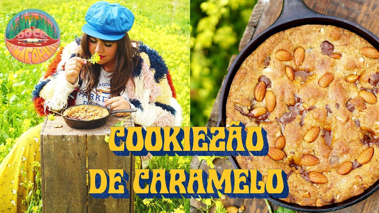COOKIE GIGANTE COM POÇAS DE CARAMELO E CHOCOLATE VEGANO | DOCE CALIFÓRNIA #17