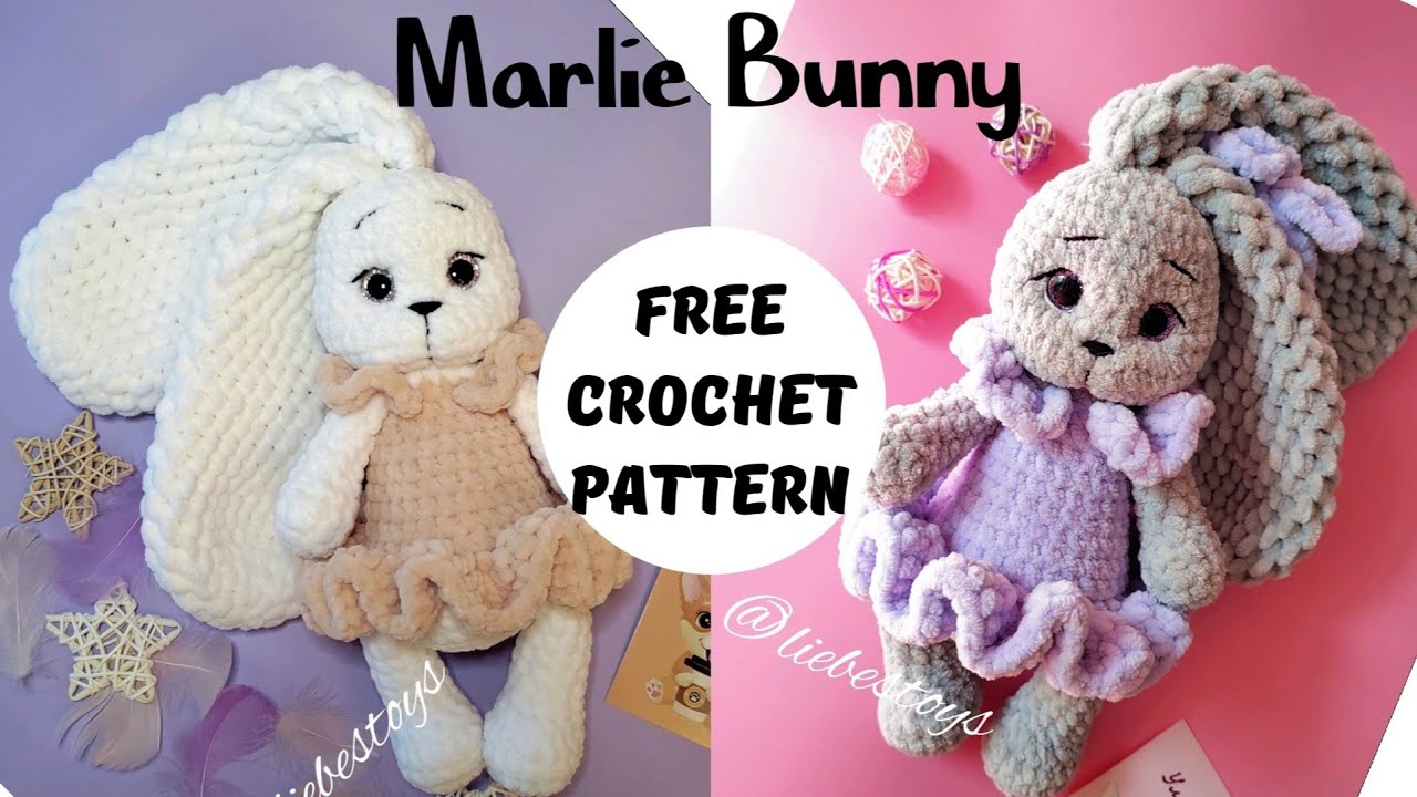 LOW SEW free bunny CROCHET tutorial, how to crochet plush rabbit,  Marlie bunny pattern, part 1