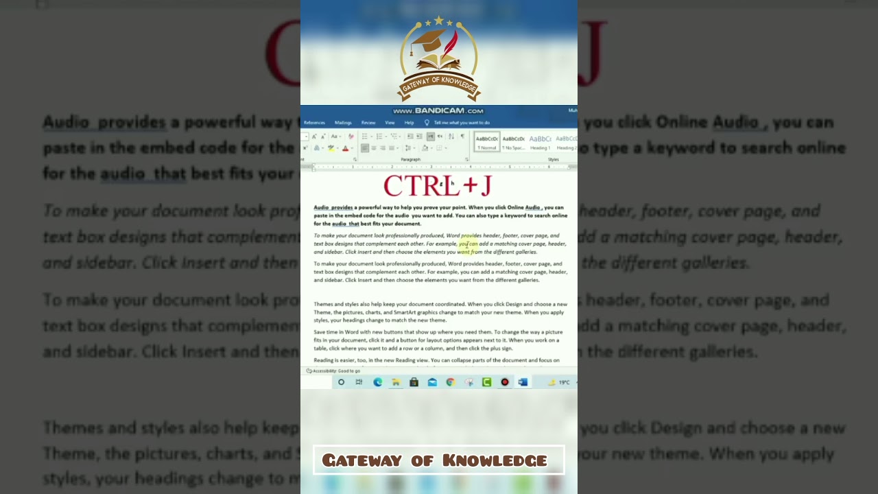 CTRL+J Shortcut Key | Keyboard Shortcut | Computer Shortcut keys | MS Office Shortcut Keys | MS Word