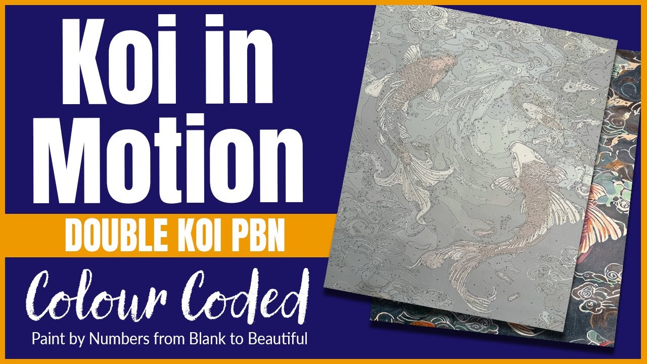 Mesmerizing Koi Fish Paint-by-Number Time-Lapse | Two Koi in Dark Swirling Water