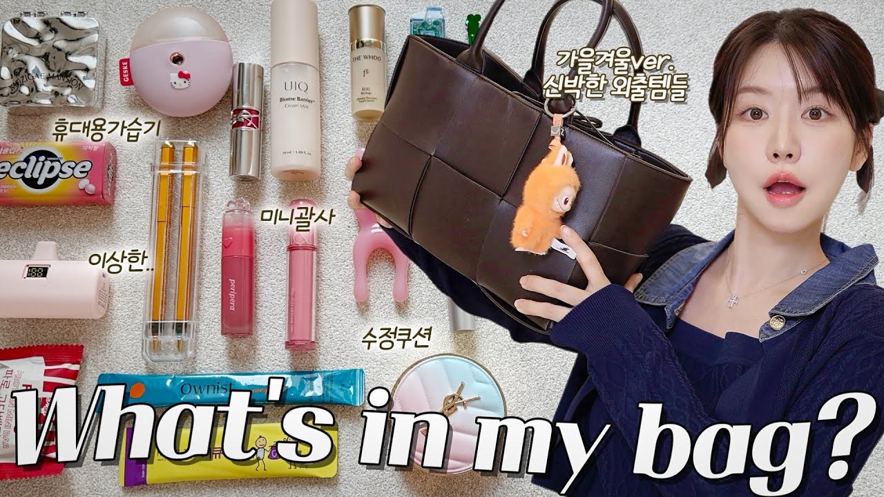 외출의 질 확~올리는 꿀템의 항연˚ෆ* 가을겨울ver. 왓츠인마이백👜 보부상의 뉴 필수템들! (휴대용가습기, 미니괄사, 수정쿠션, 간식, 매너템, 이상한 물건, 매너템, 관리템)