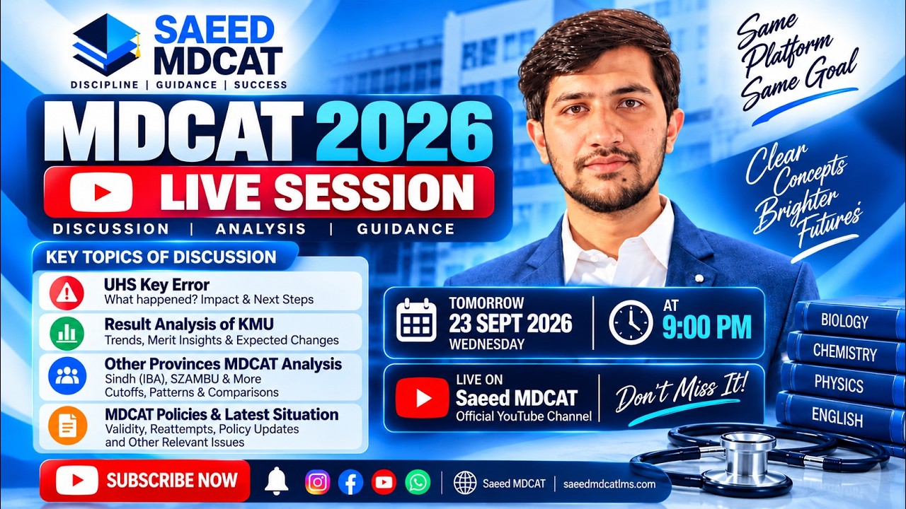 MDCAT 2026 LIVE 🔴 | KMU Result Analysis, UHS Key Error, Merit & Latest Updates | Saeed MDCAT
