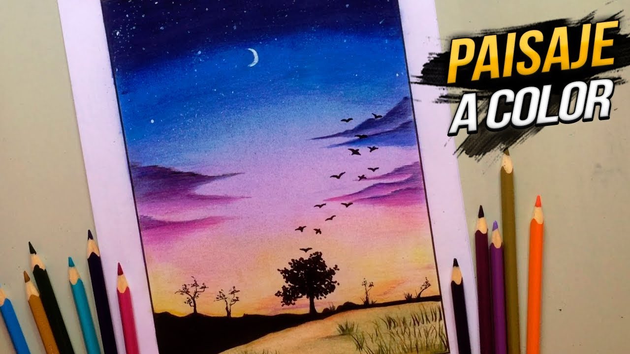 PAISAJE A COLOR CON LÁPICES DE COLORES PASO A PASO [Osvaldo Latino]