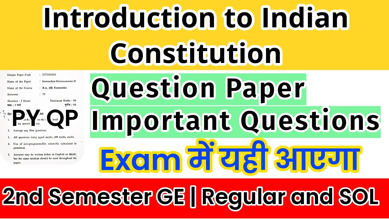 DU SOL NCWEB 2nd Semester GE Political Science Introduction to Indian Constitution Question Paper