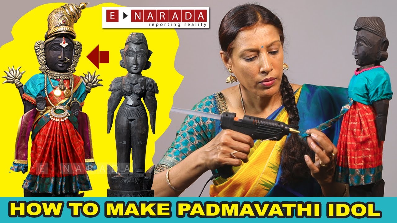 How to make Padmavathi Devi idol |  How to decorate Pattada Gombe | wooden doll |  marapachi bommai