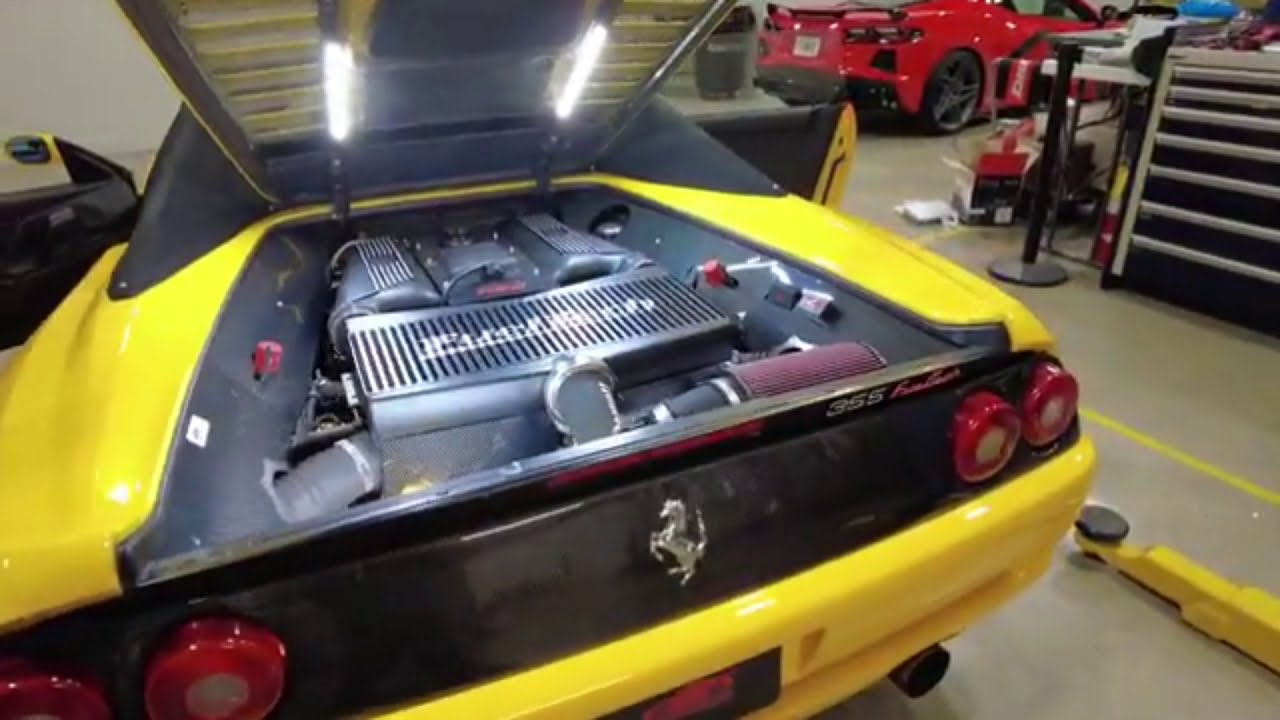 Cold Start Ferrari 355 F1 Turbo injetada com Fueltech partida a frio ronco V8 Turbo segundo vídeo