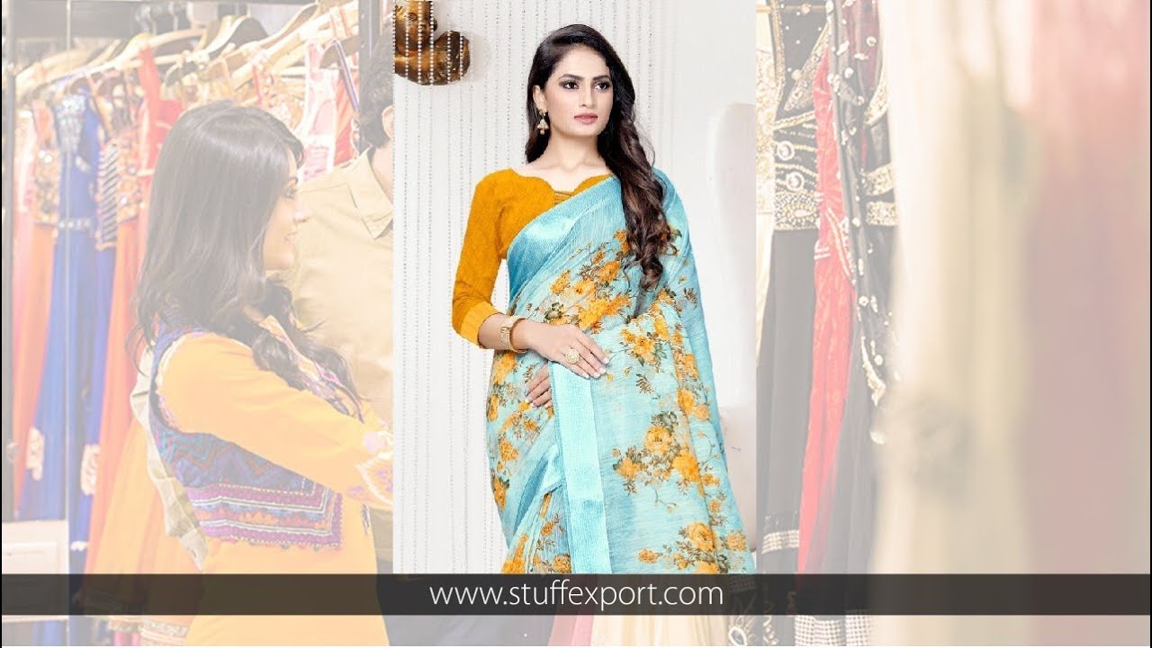 Stuff Export Presents Apple Sarees Linen Gold Soft Cotton Fancy Saree Catalog | Apple Designer Saree