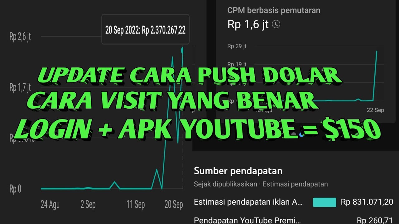 KEJAR DOLAR YOUTUBE TERBARU , PUSH DOLAR YOUTUBE TERBARU , GB DOLAR YOUTUBE, CARA MENAIKAN CPM