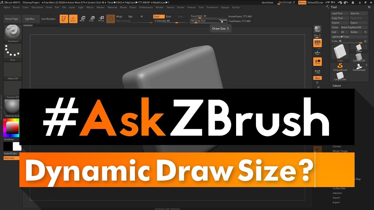 #AskZBrush: “What does the Dynamic option on the Draw Size slider do?”