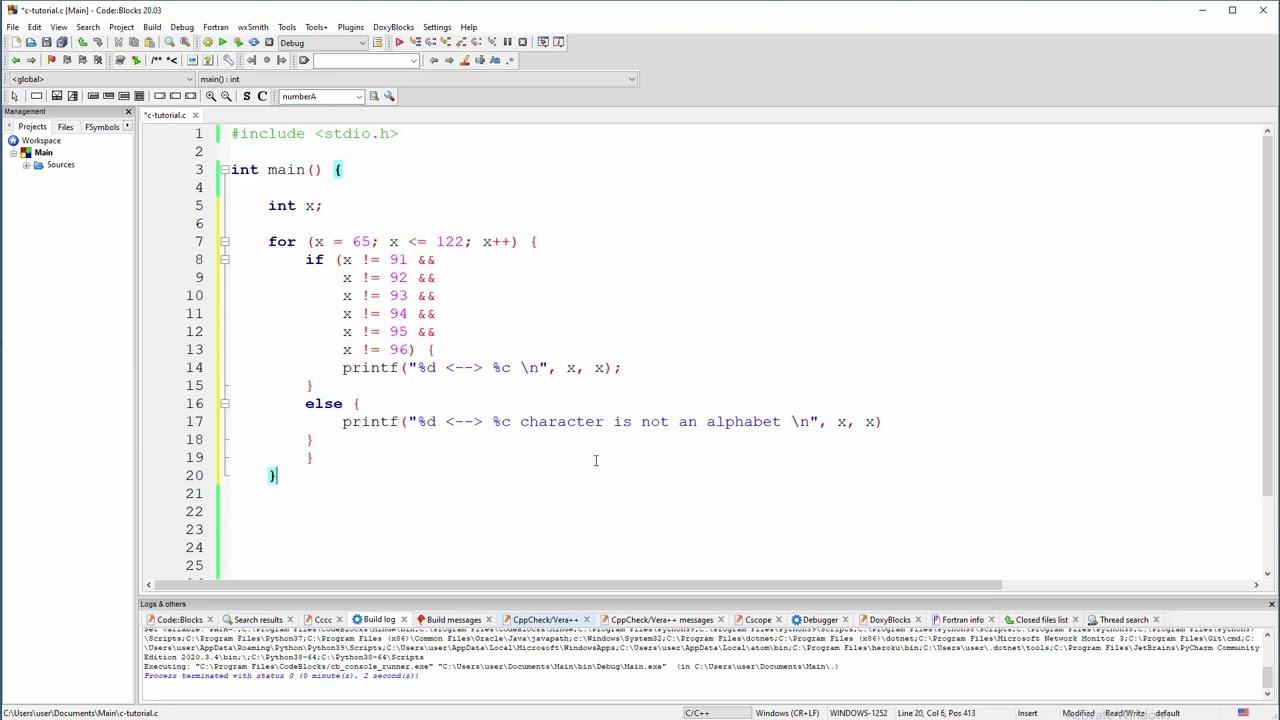 C Program - Display All Alphabets And SKIP Special Characters